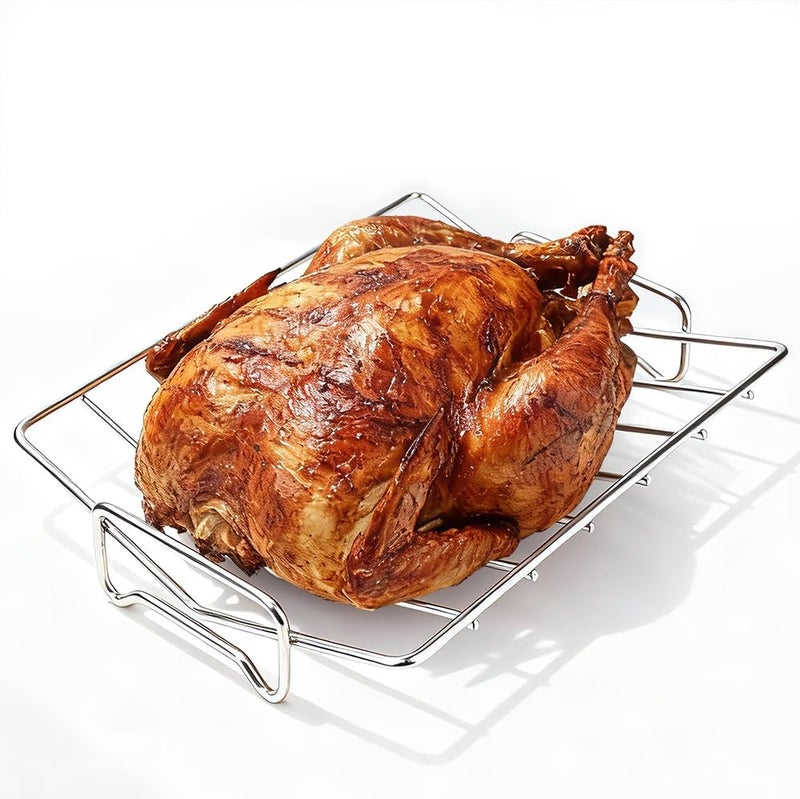 Dallden Turkey Roasting Rack Stainless Steel 13"×10" V-Shaped Racks for Grilling Smoking Broiling Chicken Bird Pork Tenderloin Oven Smoker Cooking Rack for Roasting Pan - Image 1